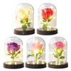 Dekorativa blommor LED Rose Lamp 20 lysdioder Pärlor String Light Artificial Flower Wood Base Romantiska gåvor för alla hjärtans dag Birthday Wedding