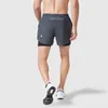LL Shorts esportivos de verão masculinos de secagem rápida, respirável, camada dupla anti-reflexo, shorts de treinamento falsos de duas peças, shorts de corrida fitness