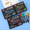 12/60 couleurs acrylique Premium stylo marqueur de peinture pour calligraphie Graffiti Manga verre bois bricolage Art dessin papeterie 231227