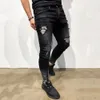 Jeans Men Fashion Street Hole Black Pencil Pants Motorcycle Party Casual Denim Trousers Zipper Cool Design 231227