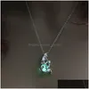 Pendant Necklaces Update Necklace Cage Mermaid Pendant Hollow Locket Necklaces Luminours Glowing Ball Clavicle Chain Hip Hop Dhgarden Dh3T6