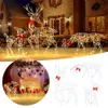 3PCS Handmake Iron Art Elk Deer Christmas Garden Decor LED Light Glowing Glitter Reindeer Xmas Home Outdoor Ornament 231227