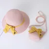 Berretti 1 set per bambini cappello da sole ragazza sacca di paglia estiva berretto da bambino protezione da spiaggia cappelli da spiaggia pescatore per bambino