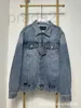 Herrenjacken Designer Herbst Neuer Saum Emaille Metall Dreieck Logo Flip Kragen Denim Mantel VGFY