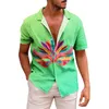 Camisas casuais masculinas Carnival Impressão digital Personalidade moda Fashion lapela Manga curta Cardigan Bloups Flower Flower