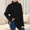 Women's Sweaters Fall And Winter High Neck Pullover Open Fork Long Sleeve Ribbed Knit Sweater Korean Fashion Loose Turleneck Clothing