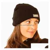 Bonnet / Skull Caps Éclairage LED Chapeaux tricotés Femmes Hommes Cam Cap Voyage Randonnée Escalade Nuit Chaud Hiver Bonnet Light Up Za1510 Drop Del Dhjcb