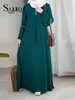 Roupas étnicas de mangas compridas moda abaya vestido abaya casual lantejol sólido