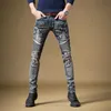 바이커 스키니 청바지 남자 Jean Homme Denim Ripped Spijkerbroeken Heren 스트레치 바지 슬림 핏 바지 기관차 힙합 패션 231227