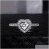 Cluster Ringen Romantische Liefde Hart Zirkoon Diamanten Ring Band Bruid Verlovingstrouwringen Voor Vrouwen Meisjes Mode Fijne Jewe Dhgarden Dh1Ew