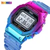 Skmei moda legal meninas relógios caso galvanizado cinta transparente senhora feminino relógio de pulso digital à prova de choque reloj mujer 1622 21308l