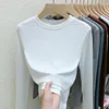 Женские футболки T Tuangbiang Winter Women Women Women Cotton Corpean Slim Fit Version футболка 2023 Сплошные длинные рукавы Осень Осень. Универсальные серые вершины