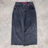 Y2K Hip Hop rétro crâne broderie Baggy jean pantalon noir hommes femmes nouveau Haruku Goth taille haute pantalon large Streetwear