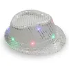Luci a LED Cappelli Jazz Cappellini Lampeggiante Lampeggiante Paillettes Per Adulti Bambini Glow Bucket Hat Festa di compleanno Vendita 11 Colori solidi