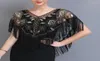 Sciarpe Donna Scialle con paillettes anni '20 con nappe in rilievo con frange di perle Coprispalle in rete trasparente Gatsby Flapper Bolero Cape Cover Up19655766