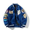 Зимняя университетская куртка мужчина женщин, значок письма, американская бейсбольная куртка, уличная мода, хип -хоп, молодежная пара одежда Голубая красная 231227