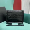 Bolsa de aba médio de qualidade espelhada 28 cm de designer de corpo cruzado com caixa y02