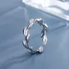 حلقات الكتلة البسيطة أزياء أزياء خاتم فرع الزيتون مع فتحة فضية مفتوحة الفت