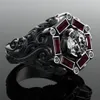 Fashion Black Gold Sapphire Anello nuziale Materiale in acciaio inossidabile Neutro Ruby Diamond Black Pattern Engagement Anniversary Party 199W