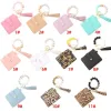 Party Favor Pu Leather Bracelet Wallet Keychain Tassels Bangle Key Ring Holder Card Bag Sile Beaded Wristlet Keychains Ss1118 Drop Del Dhoby