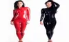 Sexig underkläder wetlook pvc latex bodysuit för kvinnor dubbel blixtlås öppen crotch nattklubb dans slitage7889578