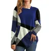 Kvinnors blusar Autumn Top Stretchy Women Pullover Crew Neck Classic Casual Street Geometric Mönster Bottom Tops Daily Clothing