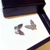 Diamond Butterfly Stud örhängen Kvinnor Söta enkla modesmycken 925 Sterling Silver Wedding Butterfly Earring for Girls Gift299f