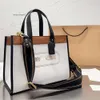 2023 Bolsas de cosméticos Estuches Tote Diseñador Bolso Lienzo Lichee Campo blanco Bolsa de asas Cuero genuino Para mujer Hombro grande Bolso de mujer Crossbody Lujo 23021404CZ