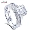 Cluster Rings COLORFISH 1 5ct Sets Luxury Emerald Cut Gem Solid 925 Sterling Silver Wedding Band For Women Engagement Jewelry Part305s