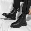 Stövlar 2023 Fashion Side Ankle Boot Men Work Shoes Trendy Designer Winter Men's Brand Outdoor Military Leather Casual