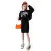 Girls Spring Autumn Clothes Set 2023 Junior Kids Fashion Letter Loose Hoodie Dresses 2st.