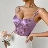 Women's Tanks Summer Women Camisole Sexy Butterfly Embroidery Top Sleeveless Satin Silk Tank Short Girls Crop Cute Streetwear Aesthetic