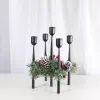 Portacandele neri Candelieri a 5 bracci per decorazioni natalizie per la tavola di casa Supporto per candelabri