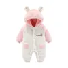 Lamb Wool Baby Jumpsuit Cartoon Hooded born Romper Autumn Winter Warm Toddler Onesie Thicken Cotton Infant Outfit 0-24M 231227