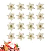 Decoratieve bloemen 16 STKS Kerstsimulatie Goudpoeder Bloemboom Hanger Garland Accessoires DIY Kunstmatig (Goud