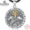 Wisiorki Eudora 925 Sterling Srebrny Egiptian Anubis Patron Patron Naszyjnik Lucky Eye Vintage Wolf Wolf Men Mężczyzn Kobiet Osobowość Prezent Biżuterii Darowi biżuterii