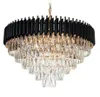 Lustre de cristal moderno redondo pendurado lustre elegante preto lâmpada suspensão cristal para sala estar hall foyer30780677840880