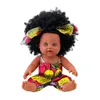 Çin fabrikası hayat benzeri 12 inç Afrikalı Amerikalı siyah bebek bebekleri çocuklar için kıvırcık saçlı