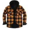 Men's Casual Shirts Men Spring Jacket Stylish Plaid Print Cardigan Coat Warm Hooded Single-breasted For Fall Winter Fashion Button-down