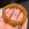 Strand Genuine Natural Yellow Crystal Bead Elastic Bracelet Gemstone Bangle Women Healing Jewelry Citrine Crystals Wide Amulet