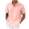 Camisas casuais de masculino tampe tampe para homens de lapão de lapela de verão Botão de moda para baixo blusa de manga curta Tops de praia