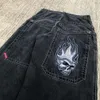 Retro Hip Hop Mode Gedrukt Losse Korea Street Casual Rechte Hoge Taille Dames Wijde Pijpen Jeans