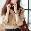 Blusas femininas primavera outono elegante moda manga longa blusa senhoras cor sólida all-match cardigan camisa feminina simples botões topo