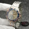 Menwatch 41mm 자동 기계식 실외 남성 시계 시계 스테인리스 스틸 브레이슬릿 회전식 베젤 투명 케이스 jason007과 함께 검은 색 다이얼.