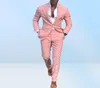 2 sztuki Spodnie płaszczowe Tuxedos Summer Beach Mężczyźni garnitury różowe spodnie do kulki ślubnej Slim Fit Groom Mężczyźni Męska kurtka marynarz 9434198