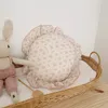 Vintage Floral Muslin Cotton Round Cushion Baby Pillow with Ruffles Kids Room Decoration Born Pography Props 231228