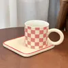 Кружки China-Chic Creative Chessoard Ceramic Cup Band Scoop Big круглый ручка кружки офис кофе дома пить