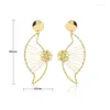 Dangle Chandelier أقراط Sunnesa Gold Plated Big Drop for Women African Jewelry Fashion Sier Color Flower Design Delivery Delivery Otvqu
