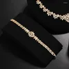 Collier Boucles d'oreilles Set Women's Wedding Dubai Bride Jewelry Cumbic Zirconia Deluxe quatre pièces