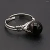 Pierścienie klastra 2023 Kamień naturalny okrągły kształt otwarty palcem srebro regulowane dla kobiet mężczyzn impreza biżuteria ślubna